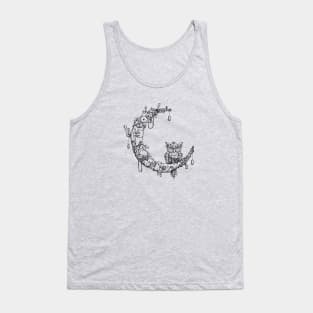 Steampunk Moon (Black lineart) Tank Top